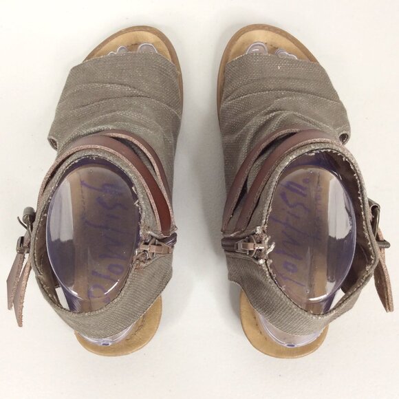 Blowfish Malibu Womens Balla Sandal 7.5 Gladiator Zip Buckle Open Toe Canvas - Picture 4 of 12